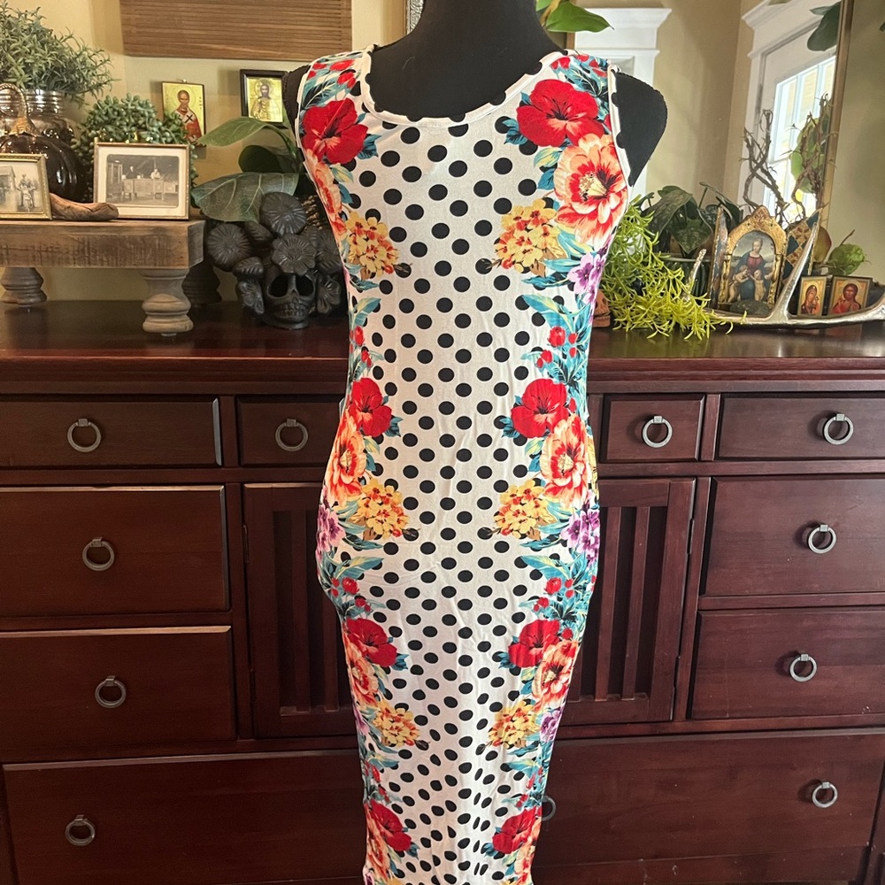 ASOS Maternity Floral and Polka Dot Midi Dress Sz 2 - Picture 4 of 5